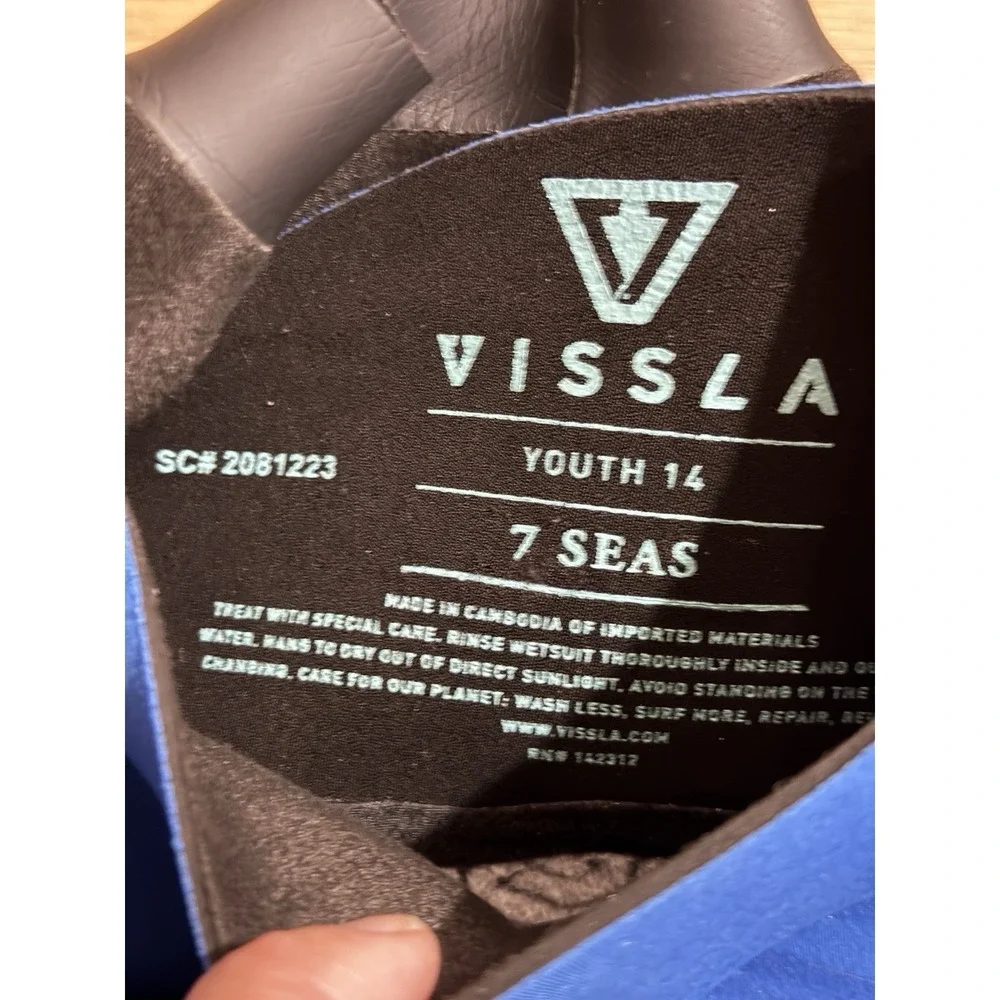 VISSLA 7 Seas Wetsuit Youth Boy Girl Kid Youth Size 14 Black Blue Fullsuit